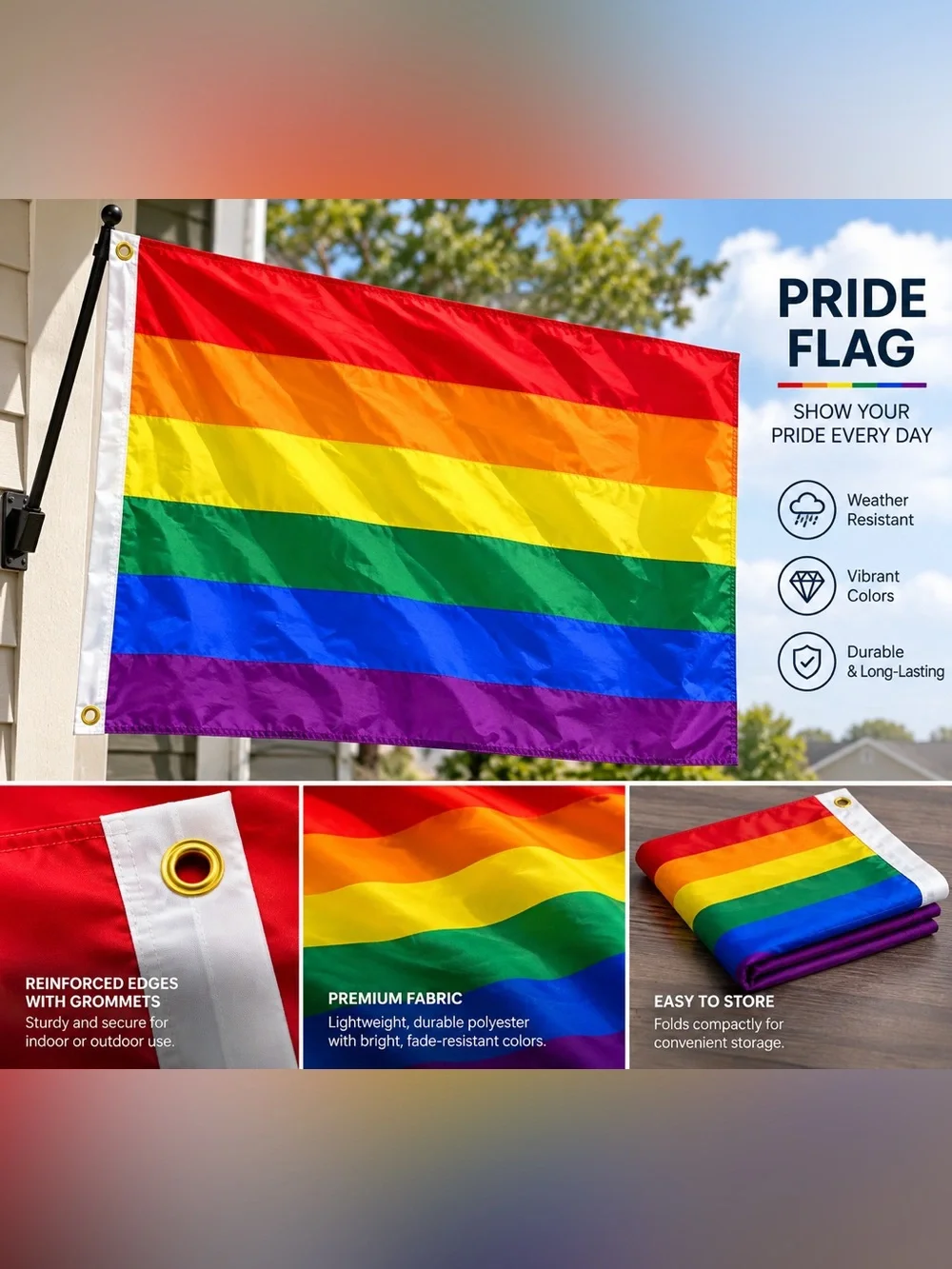 Rainbow Pride Flag - Multicolor Decorative Flag NEW